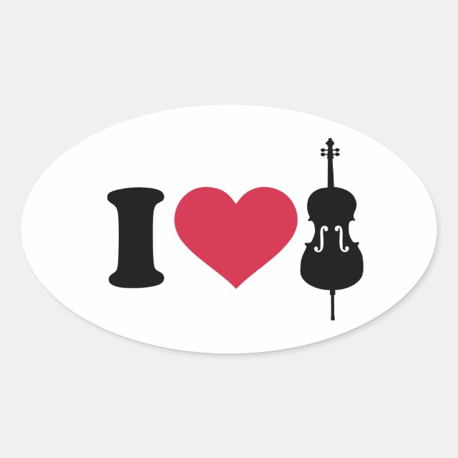 I love Cello Oval Sticker (Front)