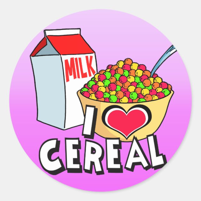 I LOVE CEREAL CLASSIC ROUND STICKER (Front)