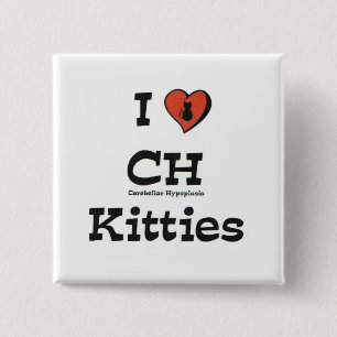 I Love CH Kitties 15 Cm Square Badge