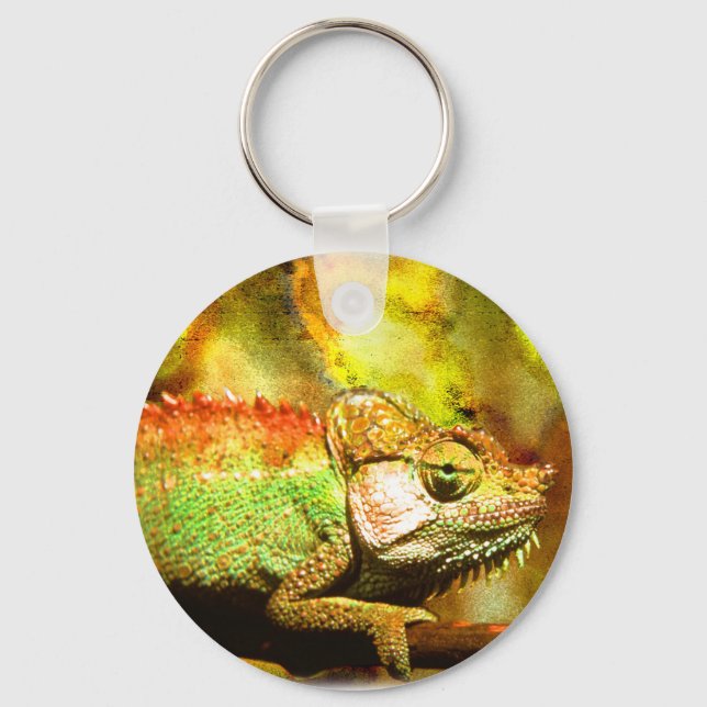 i love chameleons Digital art Key Ring (Front)
