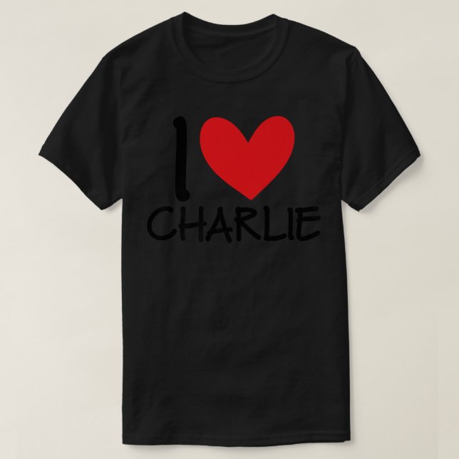 I Love Charlie Name Heart Personalized Men Guy BFF T-Shirt (Design Front)