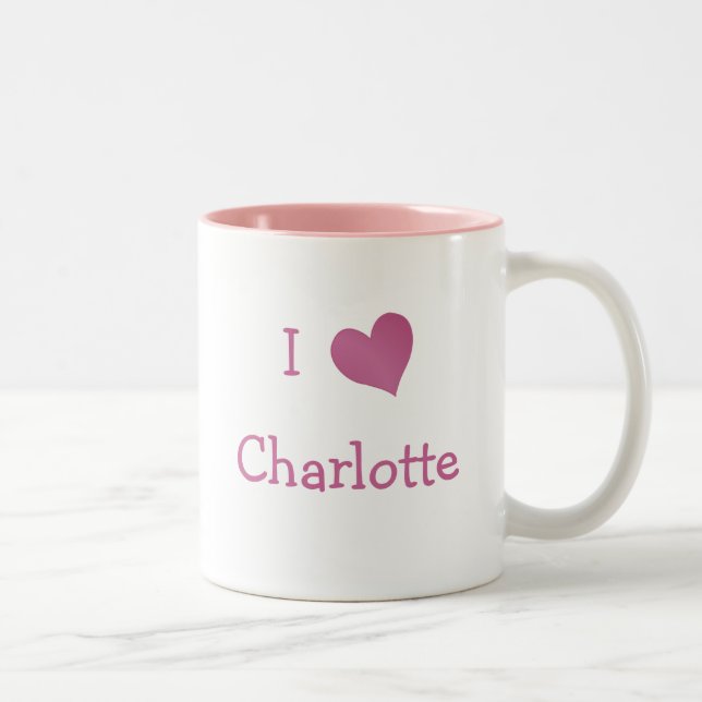 I Love Charlotte Two-Tone Coffee Mug (Right)