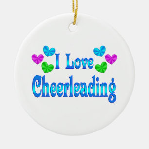 I Love Cheerleading Ceramic Ornament