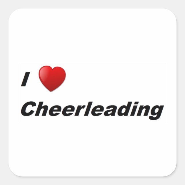 I Love Cheerleading Square Sticker (Front)
