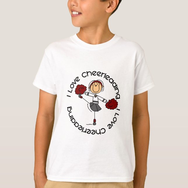 I Love Cheerleading Stick Figure Cheerleader T-Shirt (Front)