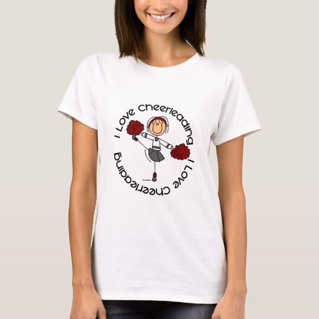 I Love Cheerleading Stick Figure Cheerleader T-Shirt (Front)