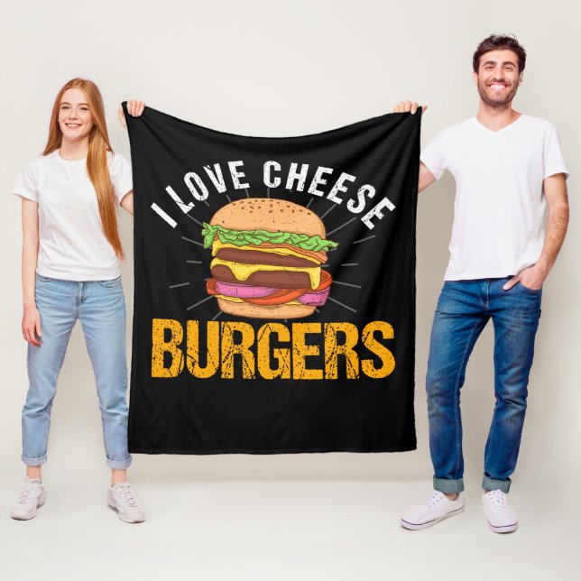 I Love Cheese Burgers, Hamburger Fleece Blanket (In Situ)