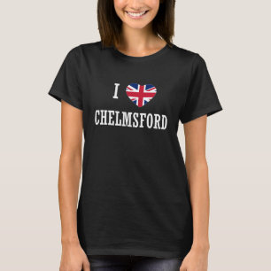 I Love Chelmsford England Union Jack Flag Heart En T-Shirt