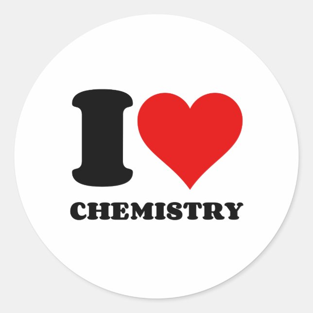 I LOVE CHEMISTRY CLASSIC ROUND STICKER (Front)