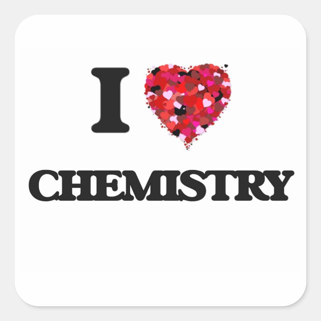 I Love Chemistry Square Sticker (Front)