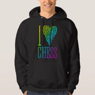 I Love Chess Heart Player Master Coach Pieces Mosa Hoodie