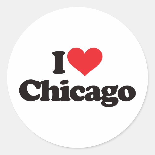 I Love Chicago Classic Round Sticker (Front)