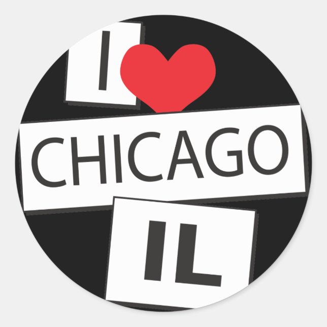 I Love Chicago IL Classic Round Sticker (Front)