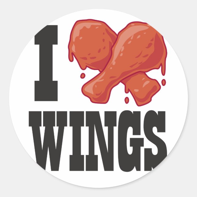 I Love Chicken Wings Classic Round Sticker (Front)