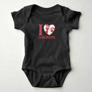 I Love Chickens Cute Chickens In Heart Rooster Baby Bodysuit