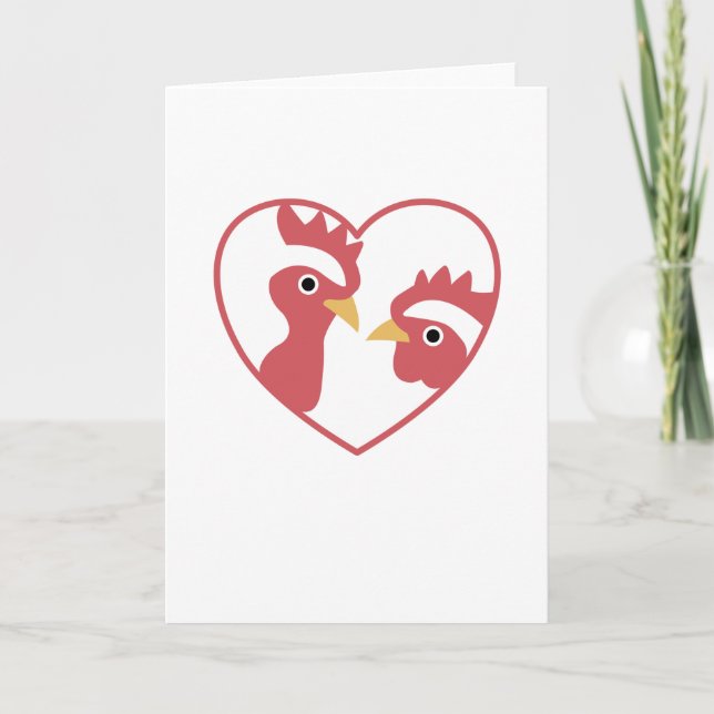 I Love Chickens Cute Chickens In Heart Rooster Card (Front)