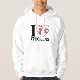 I Love Chickens Cute Chickens In Heart Rooster Hoodie