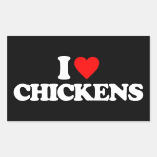 I LOVE CHICKENS RECTANGULAR STICKER