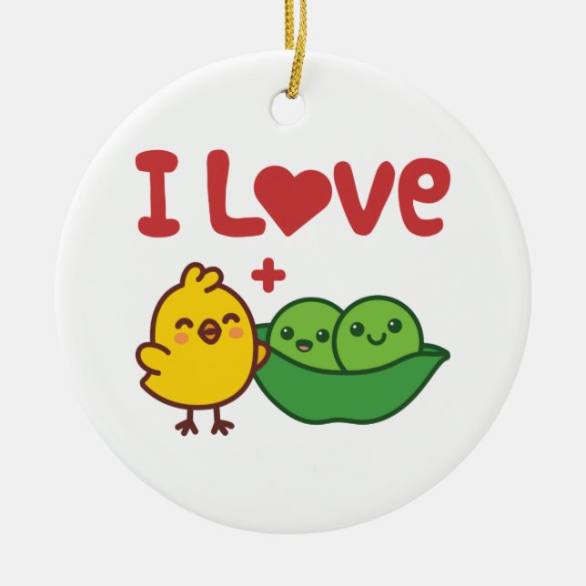 I Love Chickpeas Hummus Kawaii Ceramic Ornament (Front)