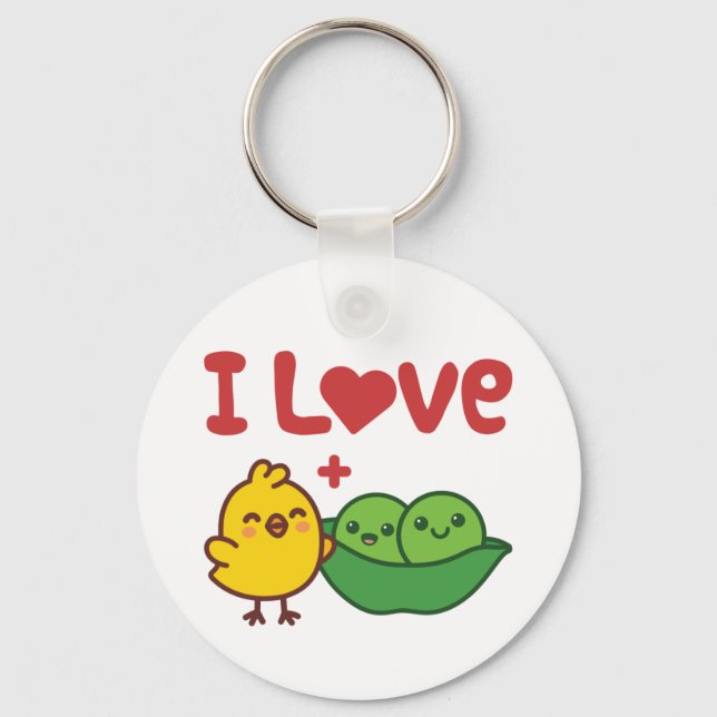 I Love Chickpeas Hummus Kawaii Key Ring (Front)