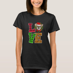 I Love Chihuahua Dog Santa Hat Leopard Christmas X T-Shirt