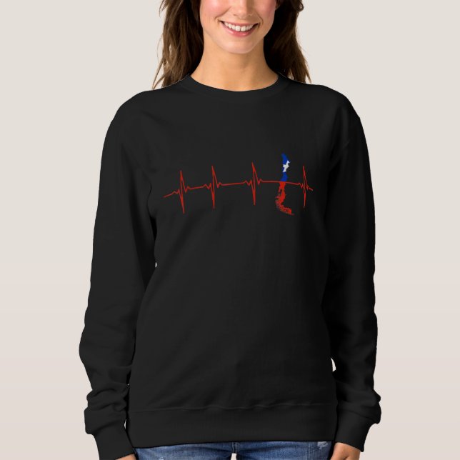 I Love Chile Heartbeat Flag For Chilean Men Women Sweatshirt (Front)