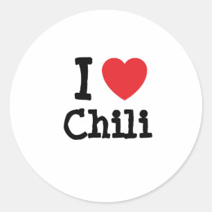 I love Chilli heart T-Shirt Classic Round Sticker