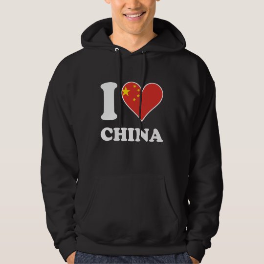 I Love China Chinese Flag Heart Hoodie