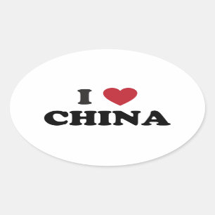 I Love China Oval Sticker