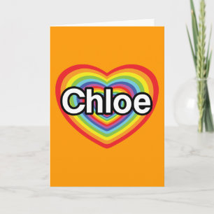 I love Chloe: rainbow heart Holiday Card