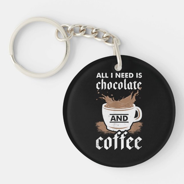 I Love Chocolate And Coffee Key Ring (Front)