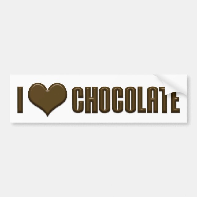 I Love Chocolate Bumper Sticker (Front)