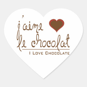 I Love Chocolate, in French! Heart Sticker