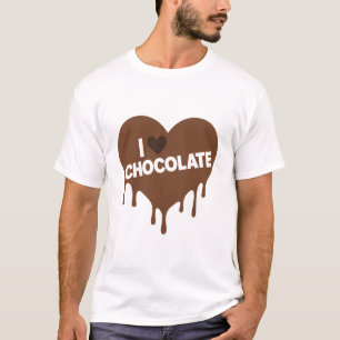 I Love Chocolate Melting Heart Design T-Shirt