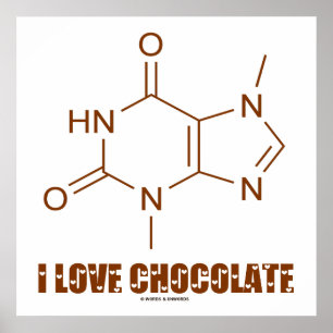 I Love Chocolate (Theobromine Chemical Molecule) Poster