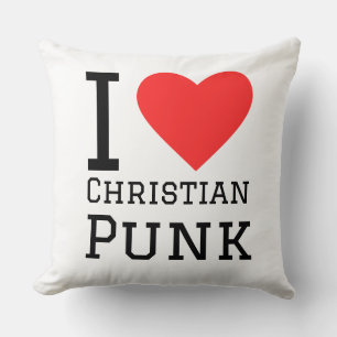 I love Christian punk square sticker Cushion