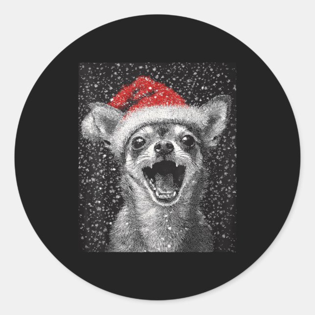 I Love Christmas Chihuahua  Classic Round Sticker (Front)