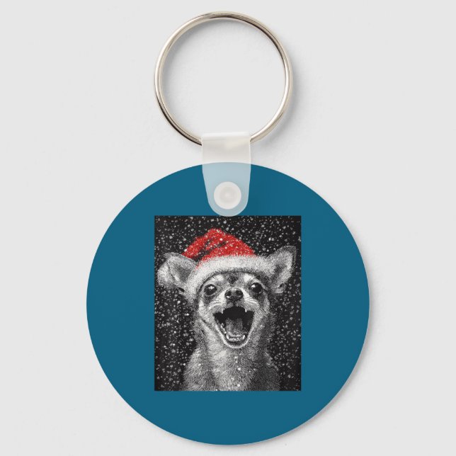 I Love Christmas Chihuahua  Key Ring (Front)