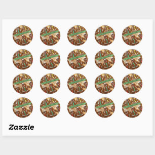 I Love Christmas Cookies - Colourful Gingerbread Classic Round Sticker