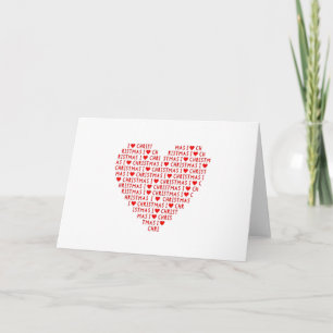 I Love Christmas Holidays Red Heart Card