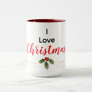 I Love Christmas Modern Minimalist Mug
