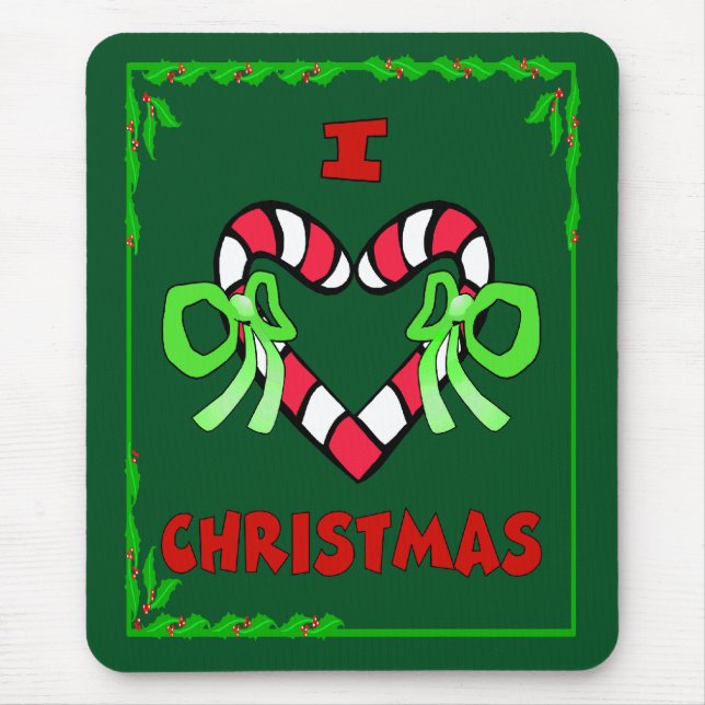 I Love Christmas Mouse Pad (Front)