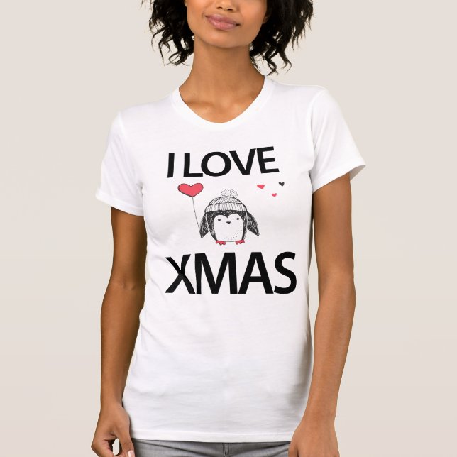 I Love Christmas Shirt With Red Heart (Front)
