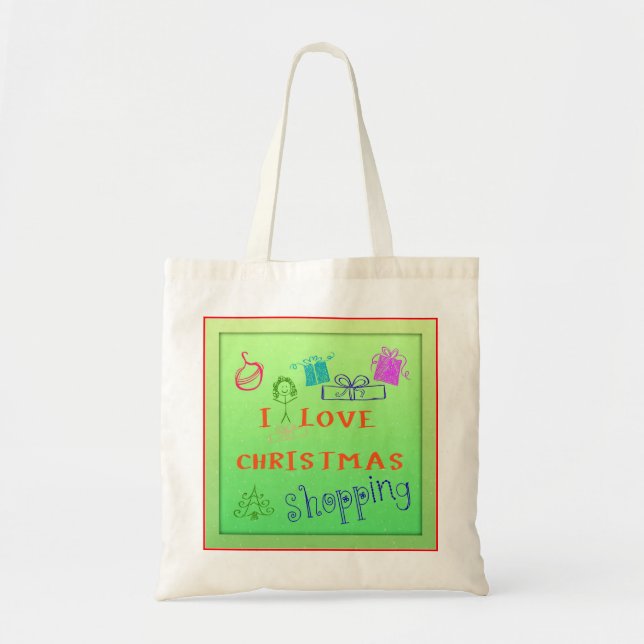 I Love Christmas Shopping Grocery Tote (Front)