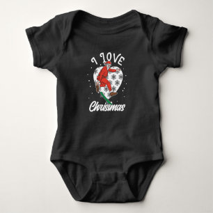 I Love Christmas Snowboarding Santa Claus Funny Baby Bodysuit