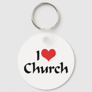 I Love Church Keychain