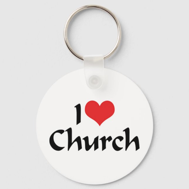 I Love Church Keychain (Front)