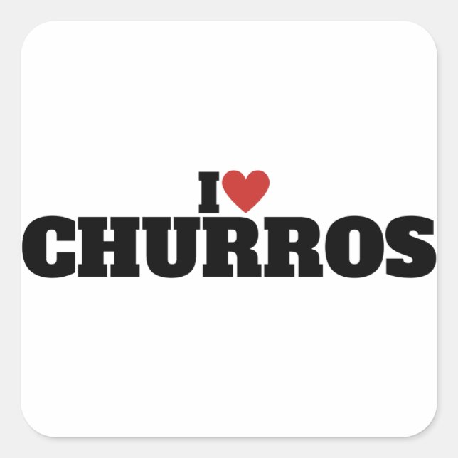 I Love Churros Square Sticker (Front)