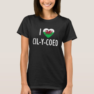 I Love Cil y Coed Wales Flag Heart Dragon Welsh T-Shirt