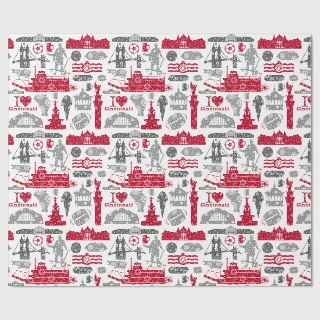 I Love Cincinnati 20oz Ceramic Mug Wrapping Paper (Flat)